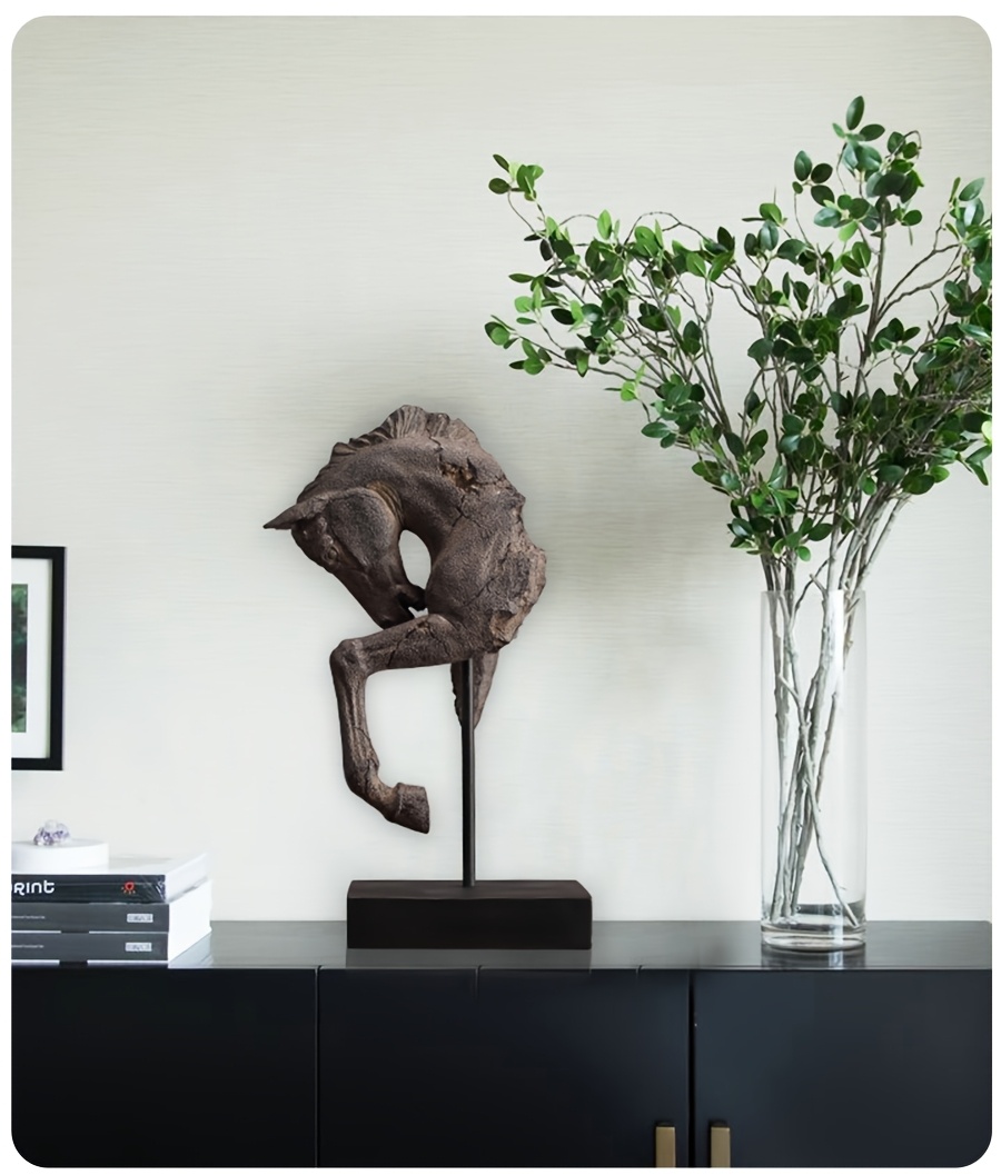 Easegen Home Vintage Rustic Horse Head Sculpture Statue - Resin Abstract Horse Statue with, Tabletop Decor Suitable for Desk, Shelf, Bookcase, Modern Home Office Decorations, Gift for Horse Lovers, Art Collectors