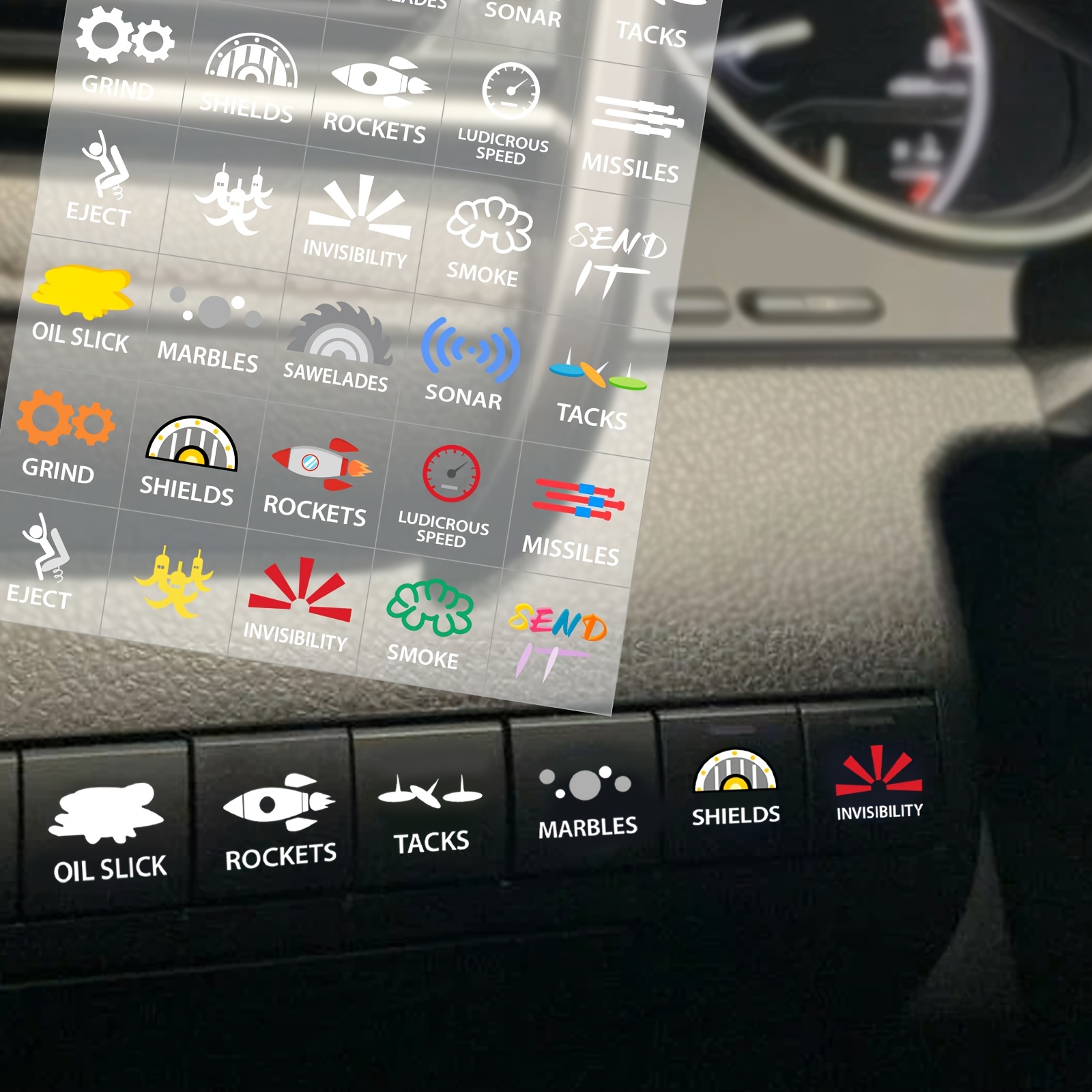 30pcs Fun Car Stickers, Multicolor & White Options