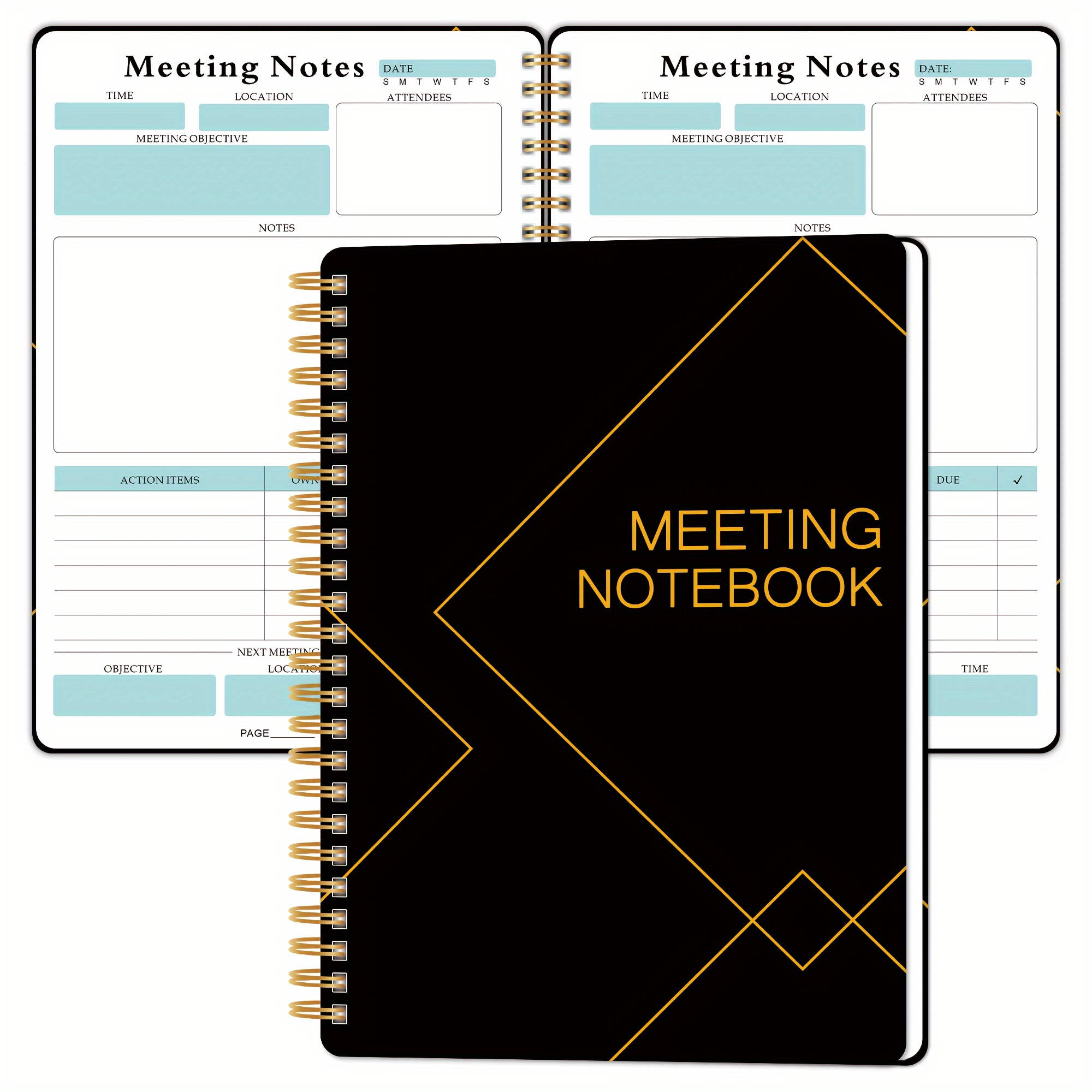 

Meeting Planner Notebook - B5, Spiral Bound, Paper, 142 Pages, Round Corners - Updates, Agenda, Minutes & Action Items Organizer