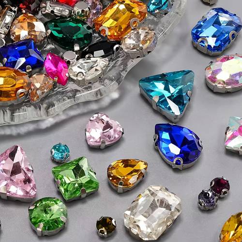 150pcs color multi shape multi size high quality transparent glass sewing hand sewn drill set handmade art materials hand sewn design hand sewn used for diy trim clothing diy cups mobile phone cases photo frames bags shoes ball evening dress