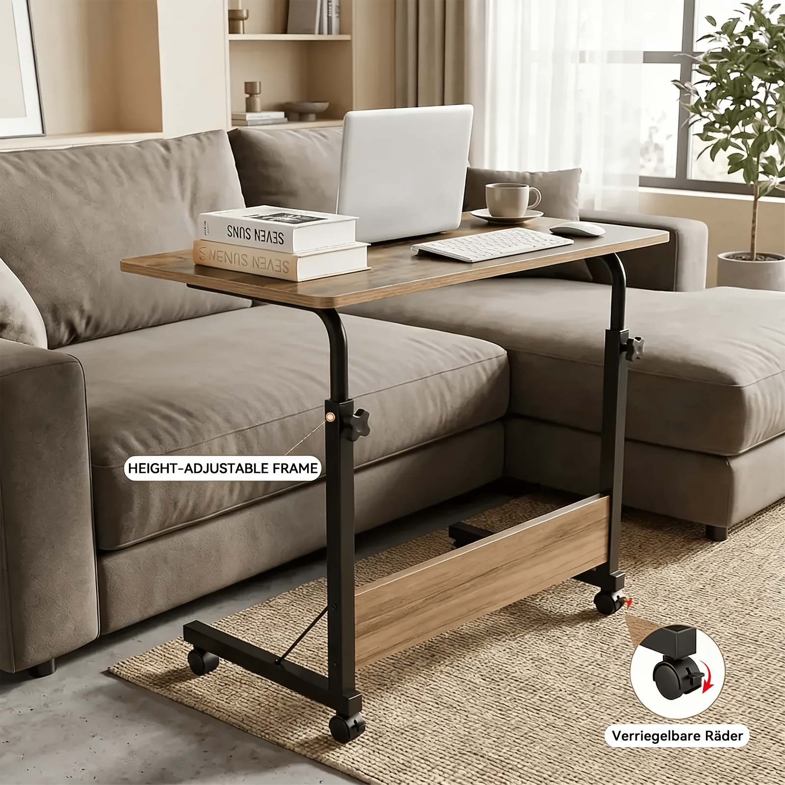 Adjustable Dining Table, Retro Style, Portable Sofa Table Suitable For Living Room, Bedroom, Game Room - Space- Design, , Console Table For Living Room And Bedroom, Dining Table With Casters