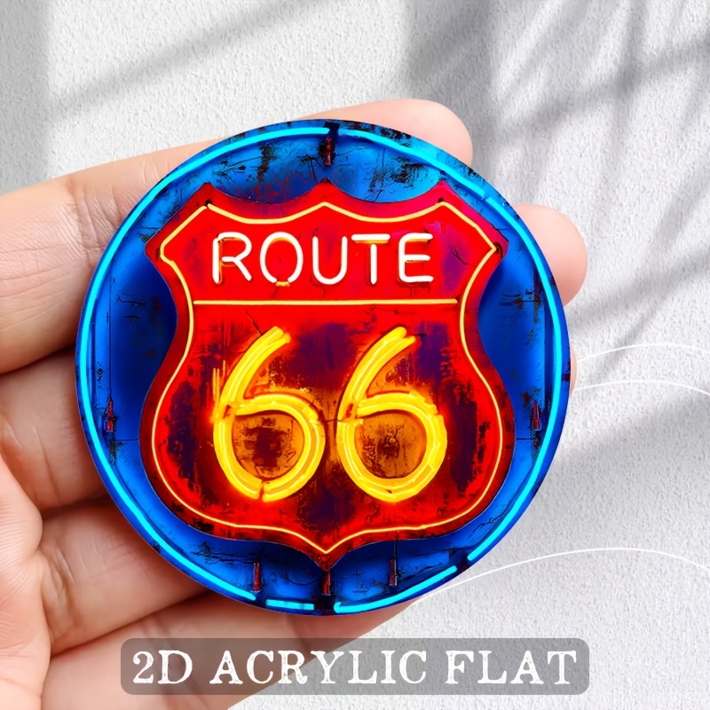 TEMU Magnete da frigorifero 1 pz 2D piatto in acrilico e blu vivace, magnete da frigo neon vintage, magnete decorativo , stile americano vintage, per