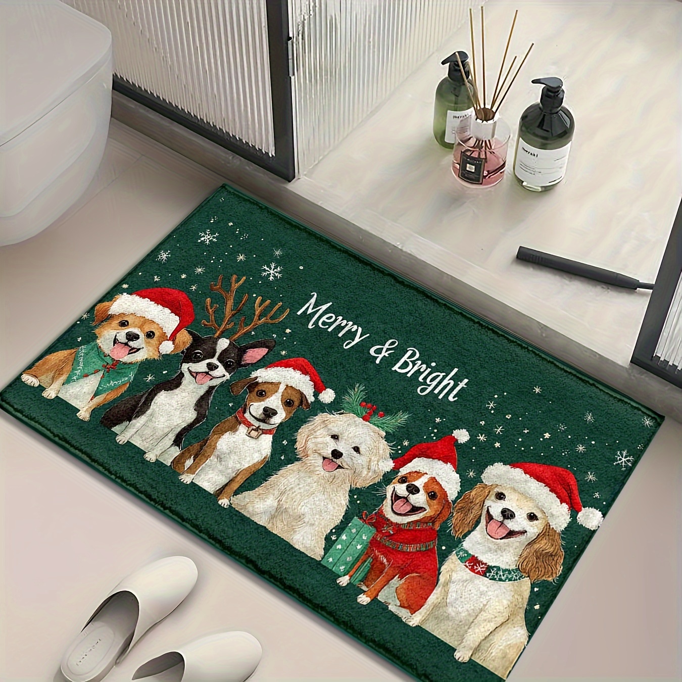 

Christmas Mat: 1pc,, , , Polyester, Tpr Backing, 1350g/㎡, 0.7cm , 40cm X 60cm, 50cm X 80cm, Suitable For Bathrooms, , And , Fluffy Decor Decoration