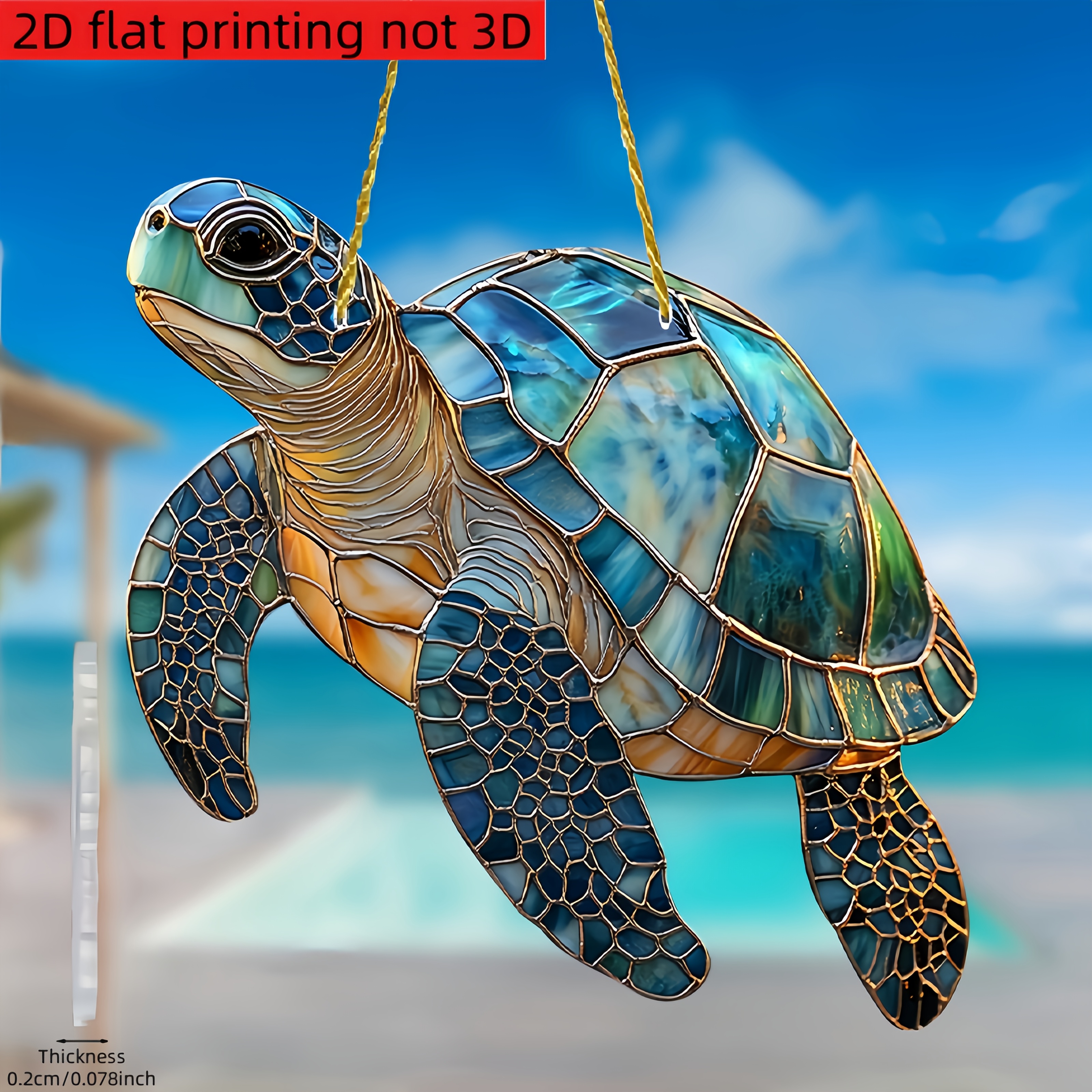item picture 2d flat 1pc bohemian   catcher window stained panel 8inch suitable for   marine wall decor acrylic sea turtle decoration for home garden gift colorful catcher for perfect gift for sea   2d flat