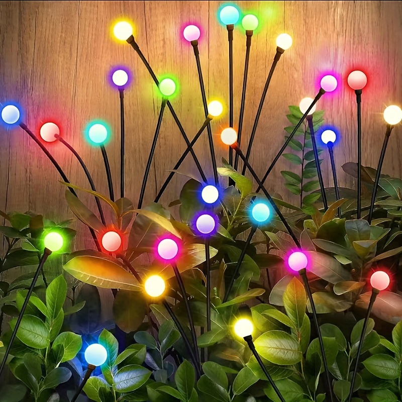 solar powered firefly with 10 led lights wind activated lawn lamp courtyard garden ground lamp atmosphere camping lamp