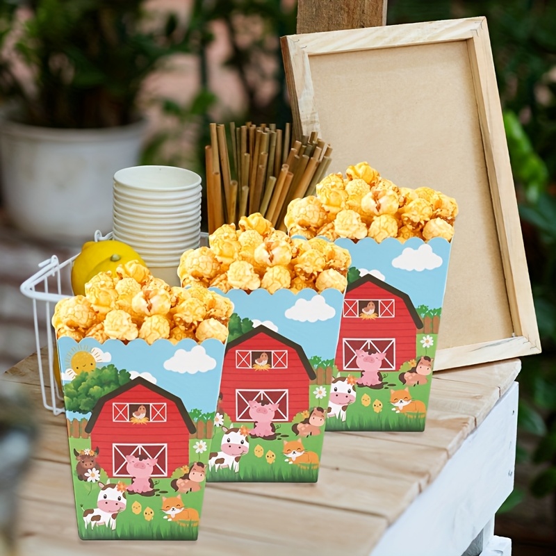 10pcs farm animal paper popcorn boxes farm themed Temu