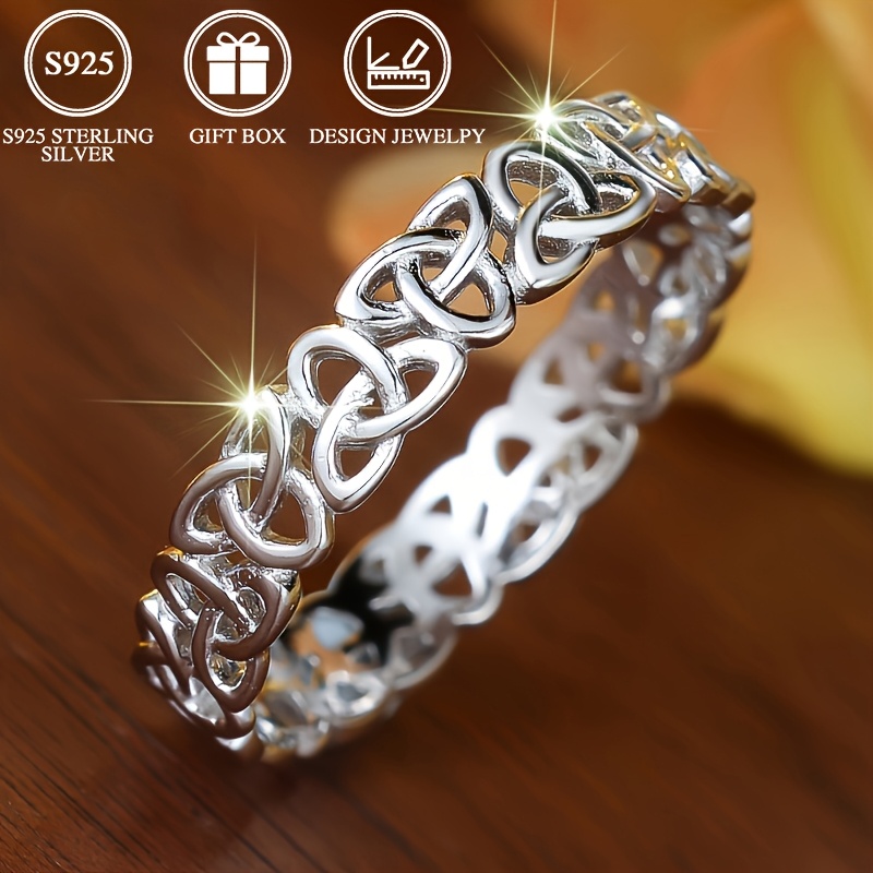A S925 Sterling Celtic Knot Ring Easy Celtic Knot Ring Suitable For Party Banquet Wear 1.6g