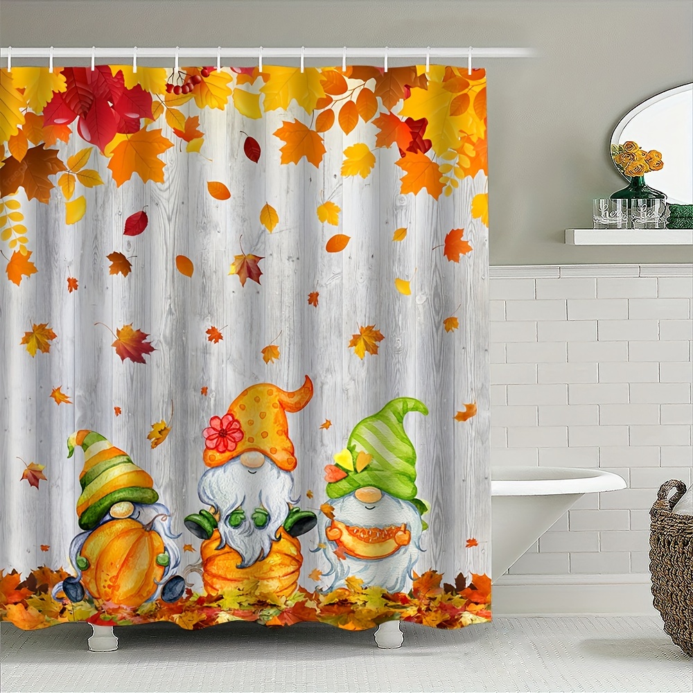 

Autumn Maple Leaf Shower Curtain - , Machine Washable Bathroom Decor With Cartoon Villain Print, Privacy Window Cover