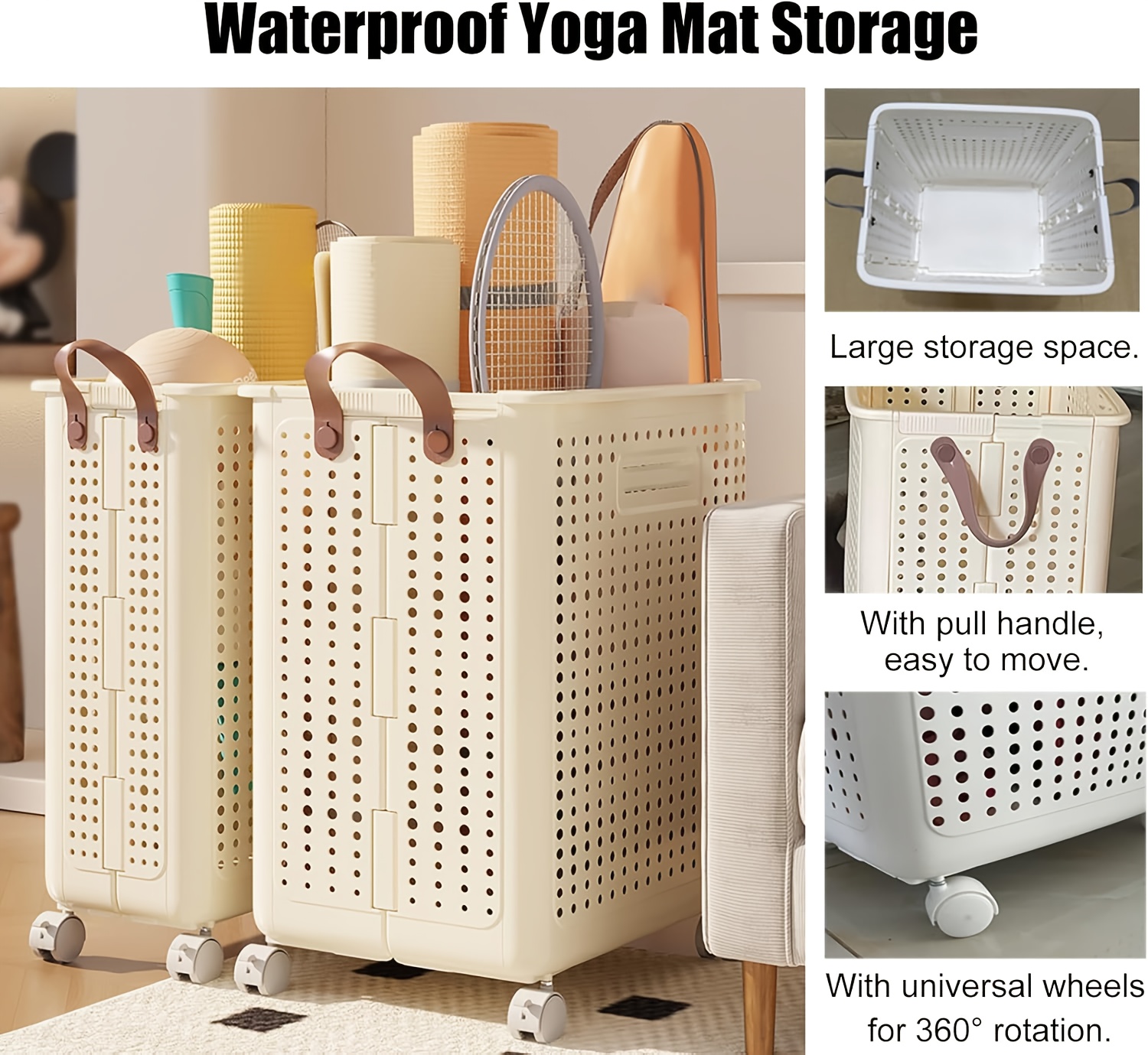 15 8 205gaa large foldable wheeled laundry basket multiple sizes   without lid faux leather solid color versatile folding portable laundry basket for bathroom and balcony storage laundry bag laundry room accessories laundry baskets Product details 8