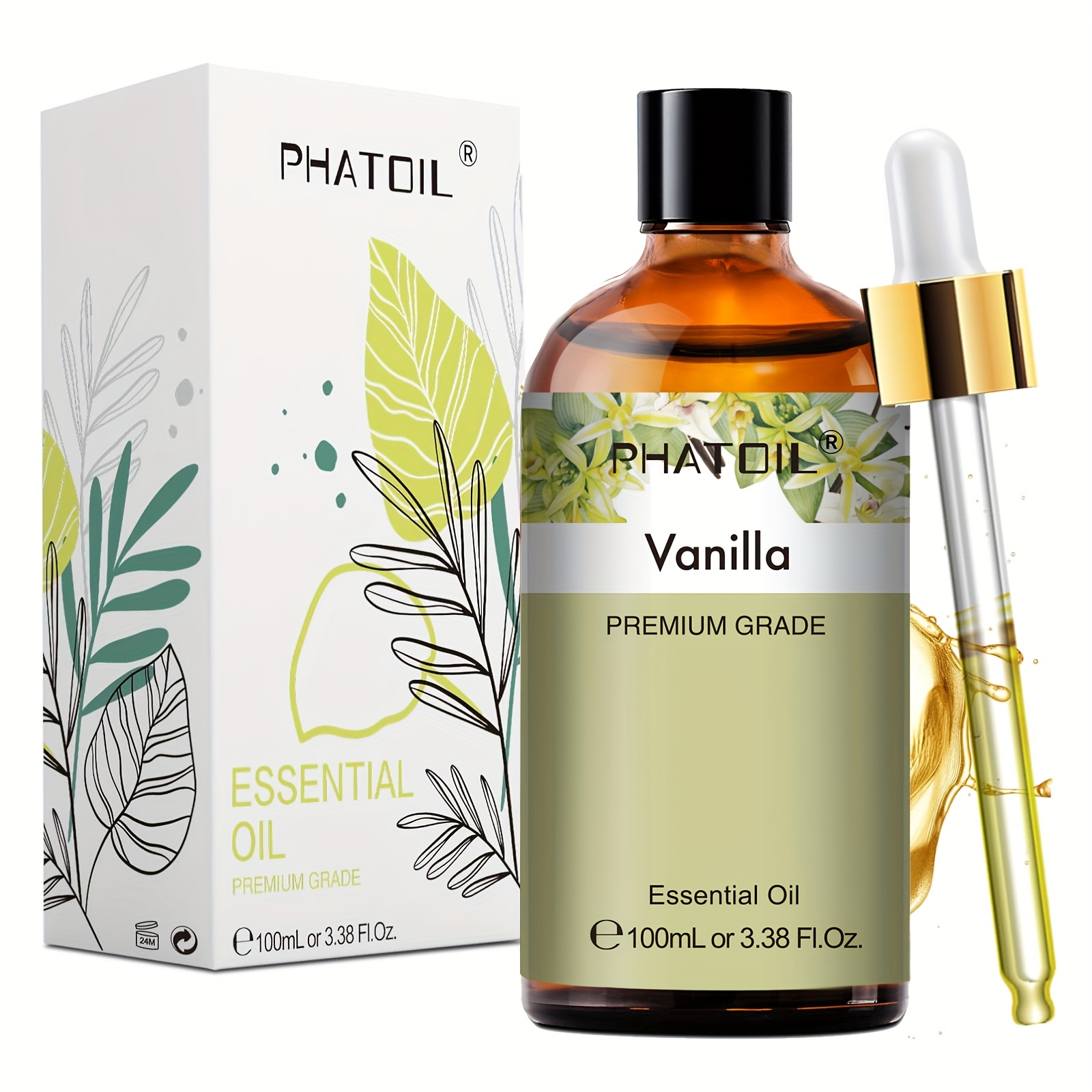 Vanilla Essential Oil 3.38fl.oz - Mood Support, Aromatherapy, Versatile Use For Diffusers & Candle Making