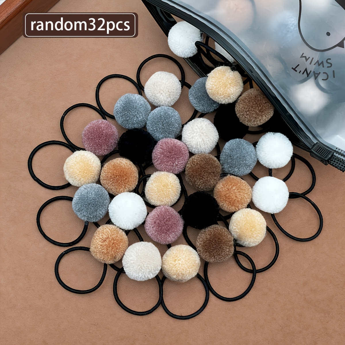 Image of Random /20/32pcs Mixed Coffee-colored Cute Headbands, Plush Ball Shape, Daily Outing And Casual Side Clip, Beach Vacation, Hair Additions As A Gift, Commuting To Work, Dating, Age Reduction