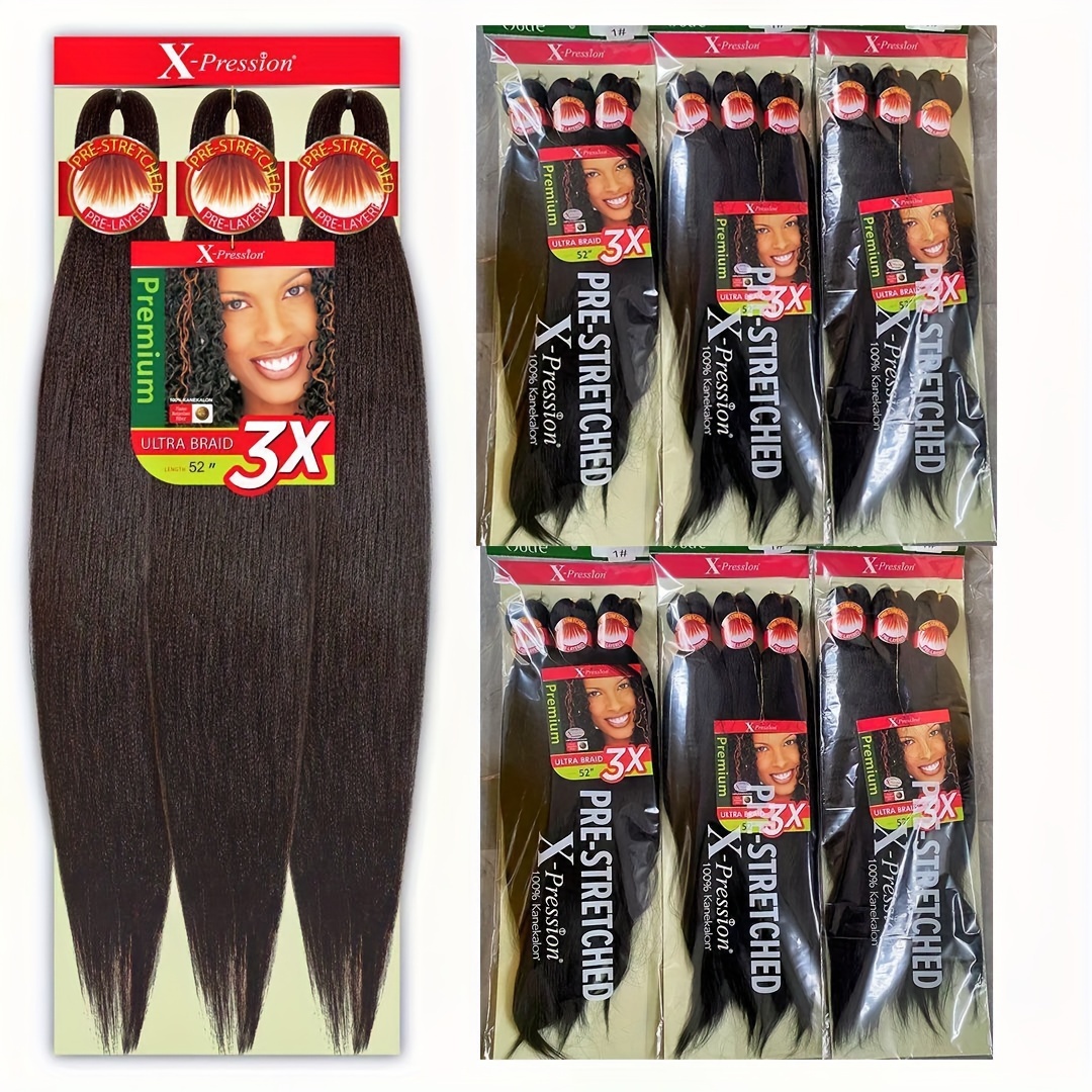    pre stretched braided hair 3x   58 inches kanekalon fire resistant smooth cornrow weave synthetic crochet hair extensions for men and women all   details 0