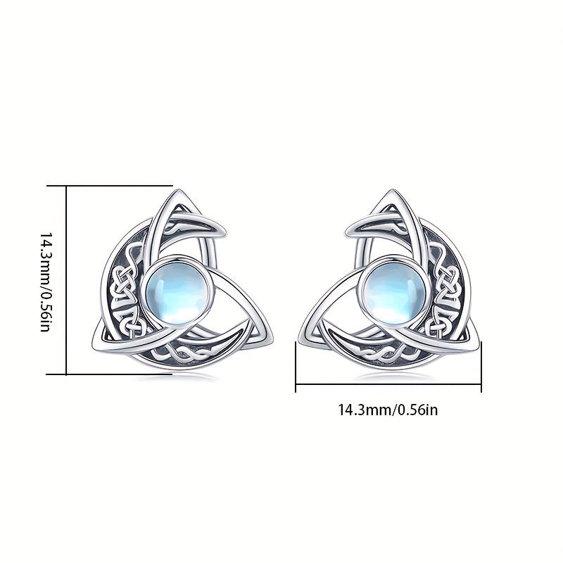 Vintage Boho 925 Silver Celtic Moonstone Earrings Filigree Crescent Moon