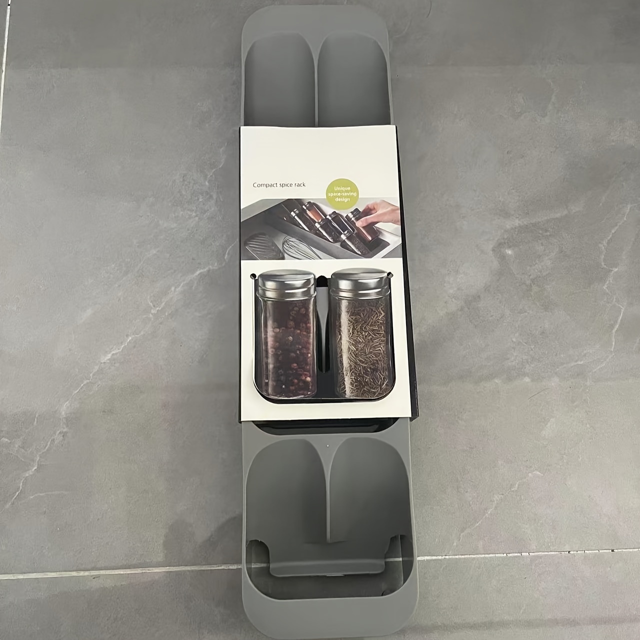 8-compartment Spice Organizer - Durable Pp Kitchen Drawer Divider For Seasonings & Utensils, 15.6"x4" Storage Solution