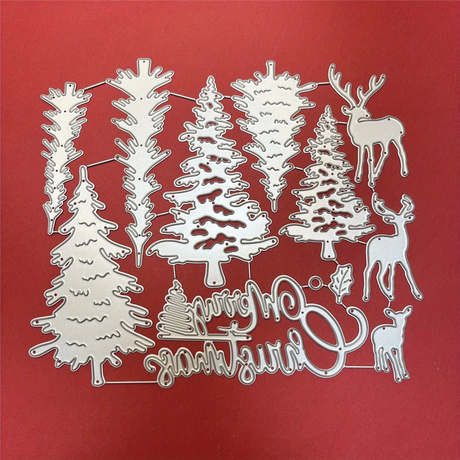 Image of Christmas Winter 1pc Christmas Tree Metal Die Cuts Cut Stencils Pine Tree Plant Merry Christmas Cutting Dies For Holiday Diy Embossing Album Photo Paper Card Craft Festival Decor