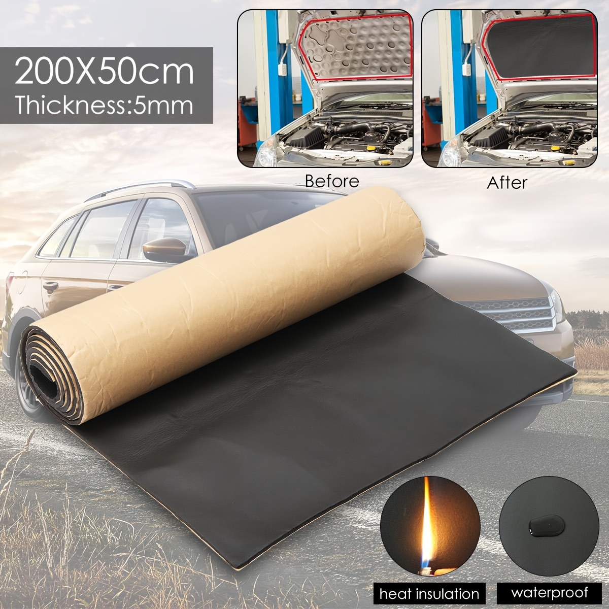 

200x50cm 5mm Heat Insulation Cotton Car Sound Proofing Material Deadening Anti-noise Sound Insulation Cotton Heat Closed Cell Foam
