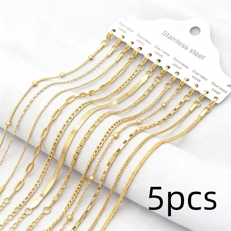 TEMU Random 5pcs Of Women' Steel Bracelets, Length 6.69 Inches + 1.96 Inches, Fashionable And Diverse Light Luxury Bracelets, Suitable For Women'