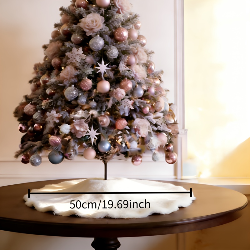 1pc Christmas Tree Skirt: Luxury Soft Thickened Faux Fur With Golden & Silver Sequin Snowflakes, 3 Sizes & 4 Styles , Great For Christmas, New Year, Decor & Cover Pad