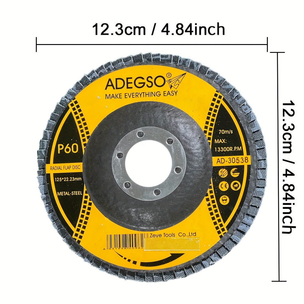 TEMU 10/20pcs 60/80 Mesh 125mm Flap Discs Grinding Wheel 60 Grit 80 Grit Flap Sanding Disc, For Metal And Wood Grinding