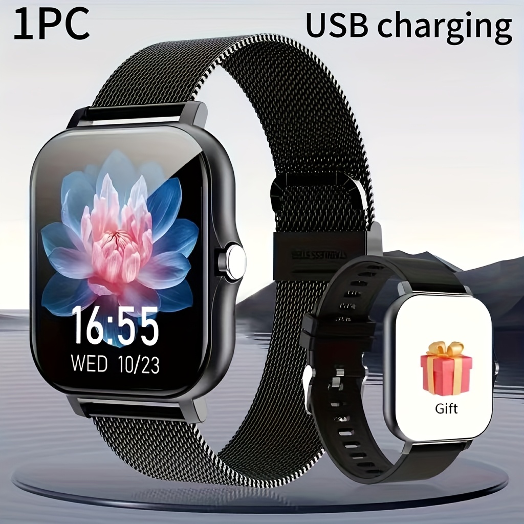 1pc relógio inteligente, carregamento usb, tela sensível ao , design , conectável ao celular, múltiplos , e receber chamadas, para dia namorados, dia pais, presente para festas das mães 0