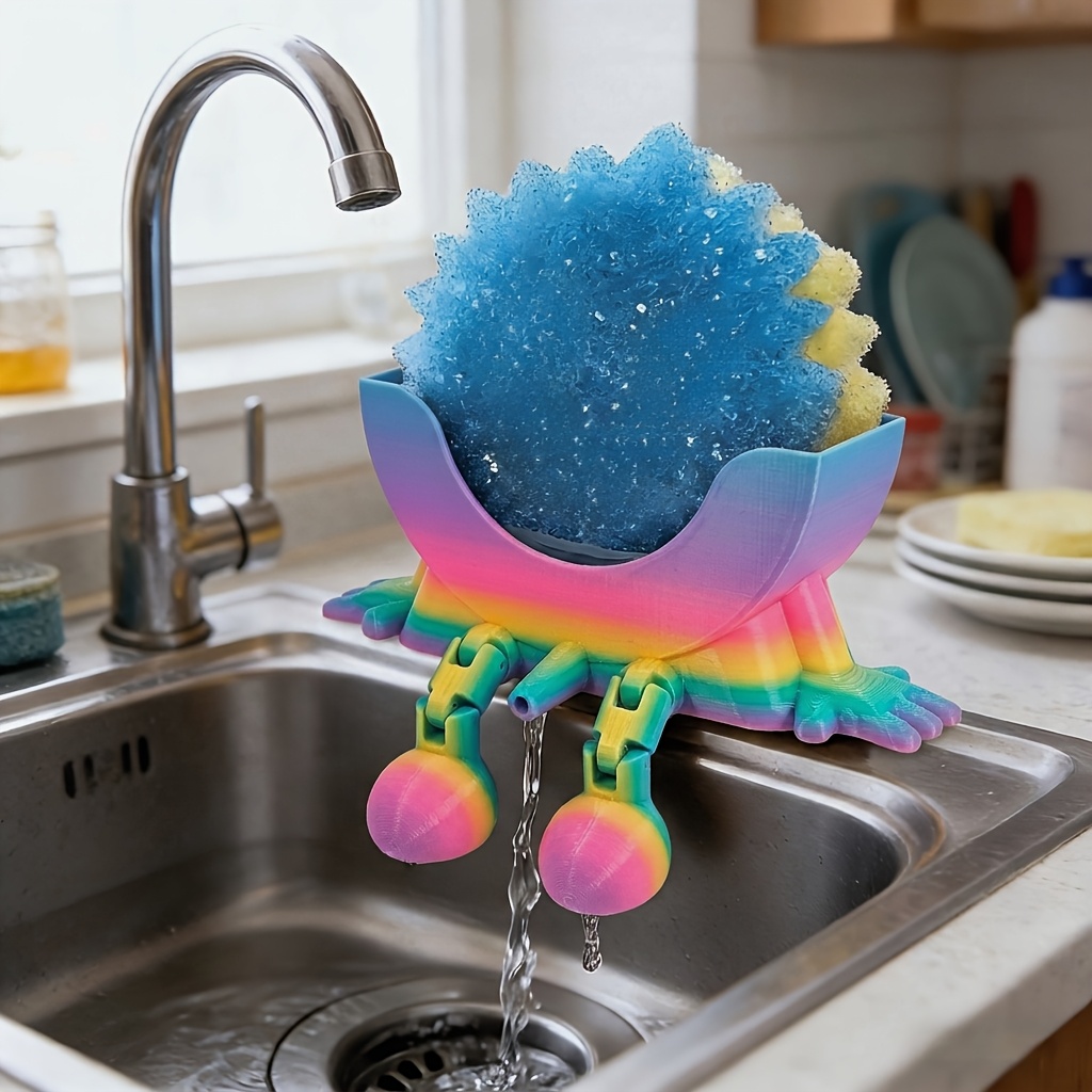 3D Printed Sink Sponge Holder, Sponge Holder for Kitchen Sink, Organizer, for Bathroom Washroom Apartment Wall Counter (Random Distribution of Colors)