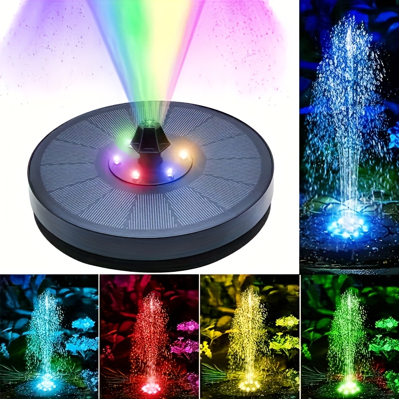 

1pc, Solar Powered Water Fountain Pump, 5.12-inch Free Standing Floating Solar Fountain, Led Light Bird Bath Pump With 900ma Battery For Garden, Pond, Pool, Outdoor, Backyard Decor, Plastic Material