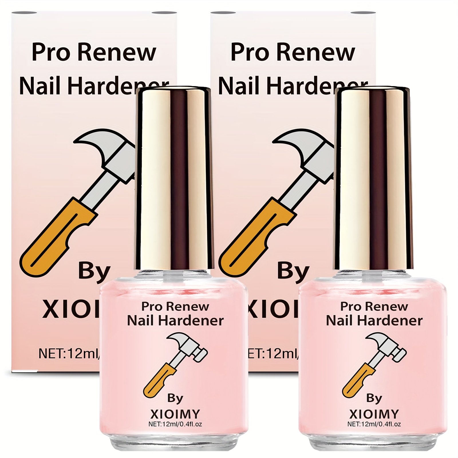 Image of 2 Natural Pink Nail Strengthening Agents 12ml, Quickly Dry , Enhance Nail Toughness, Nails, Create Natural Nails, Thin, Soft, , And Easy To Break Nails For Use