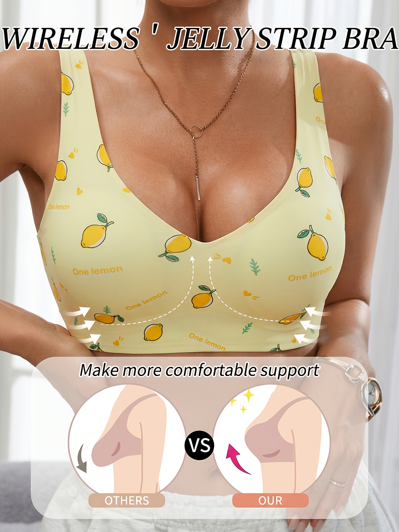 Women's 2pc Wireless Push-up Bra Set, Comfortable Jelly Gel