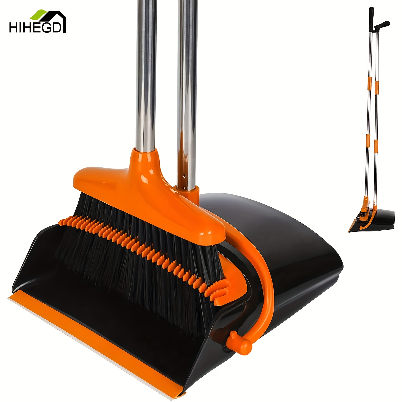 

1pc Broom And Dustpan Set, Household Broom Cleaning For Office Home Kitchen Lobby Floor Use, Upright Standing Dustpan Broom Set 36in-49in