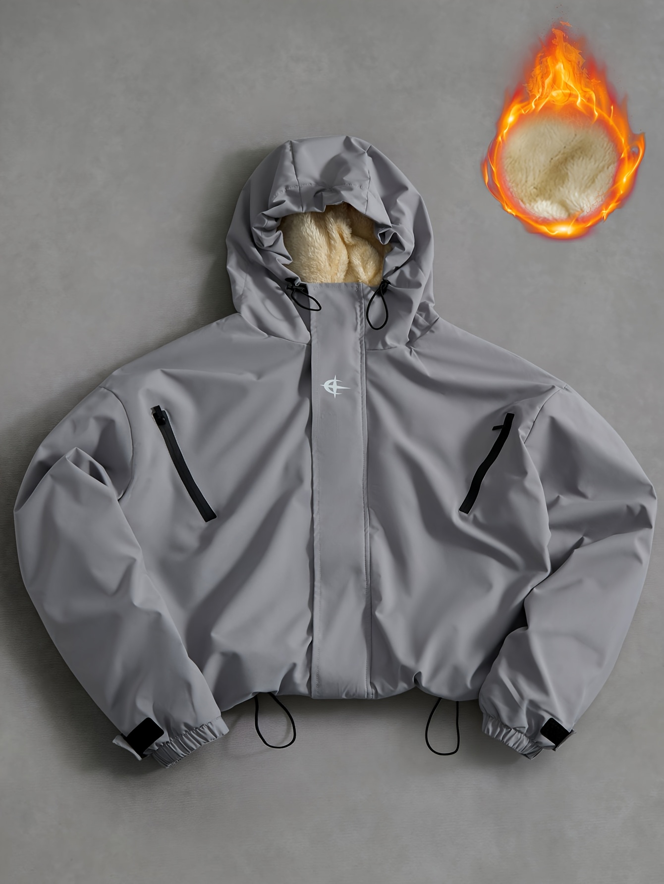 Artikelbild herren fleecejacke mit kapuze, modische warme fleece hoodie, bequeme lockere kapuzenjacke mit kordelzug, herrenmode für herbst und winter, lässige herren kapuzenjacke mit  ,   für herbst und winter, geschenk - ideal zum skifahren