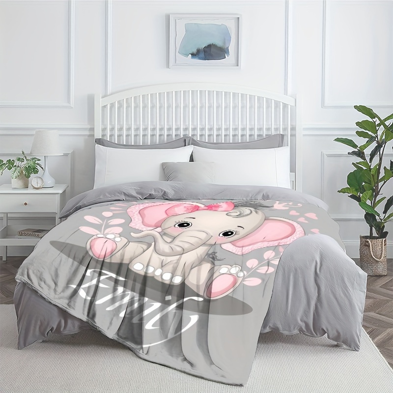 Custom Creative Elephant Blanket with Personalized Name