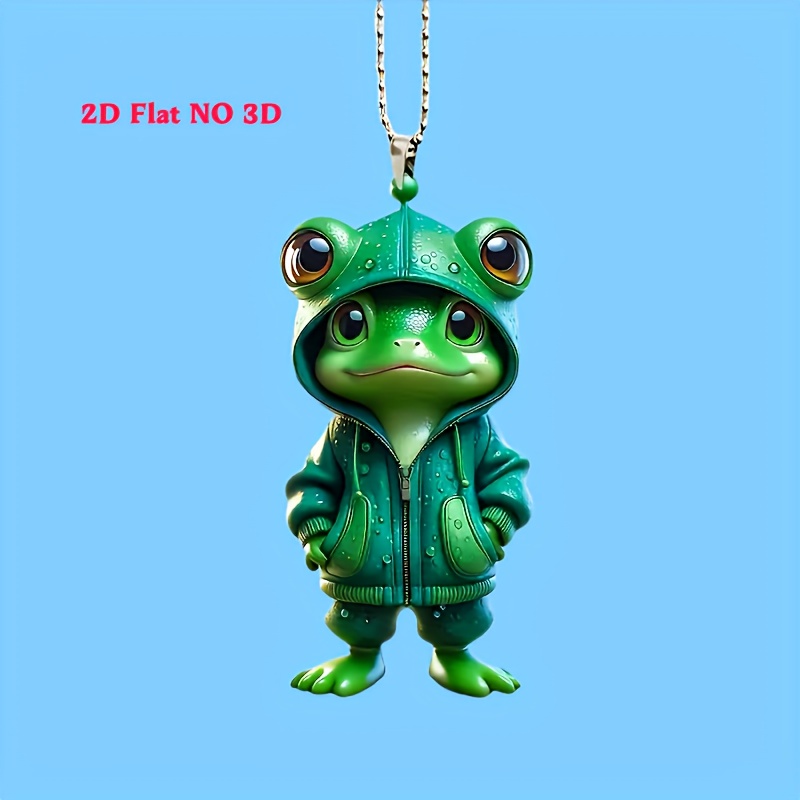 

2d Flat Acrylic Frog Keychain & Car Hanging Ornament 1pc - Cute Green , Adorable Backpack Pendant, Ideal Valentine's Gift