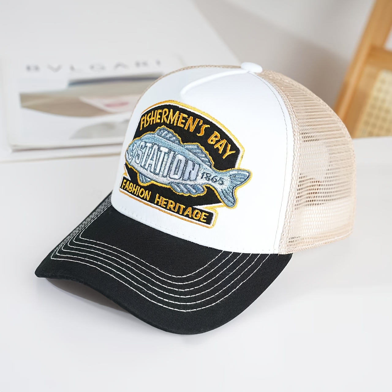 TEMU Baseball Cap, Breathable Contrast Embroidered Gradient Color Baseball Cap, Duckbill Fishing Hat