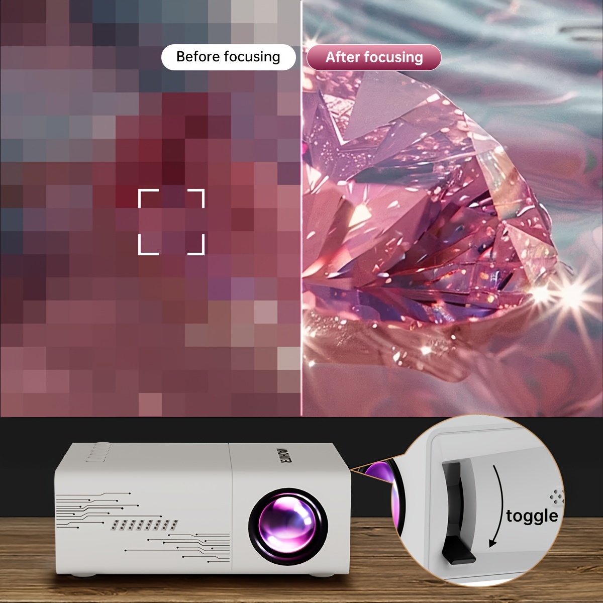 Ultra Compact Projector, Local 240P Video Decoding, Fast Focusing for Sharp Images, Trapezoidal Correction And 180 Degree Rotation, USB And Memory Card Support, Built-In Speaker, Ideal for Travel