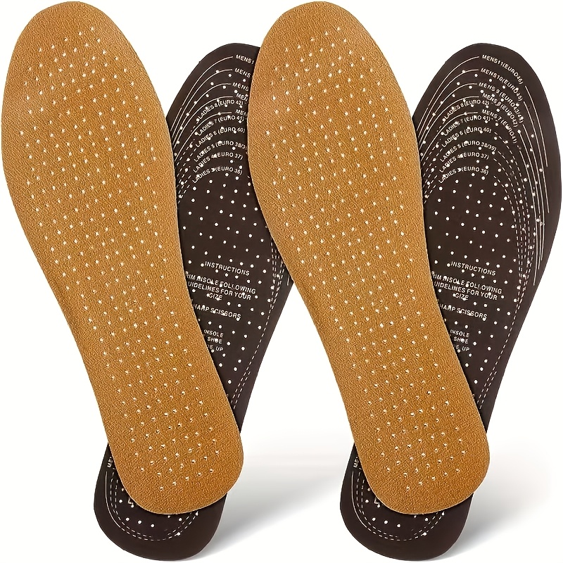 TEMU 2-pair Set Summer Breathable Sweat-absorbing Shoe Insoles For Men, Cushioning Insoles For Long Hours Of Standing, Anti- Design With