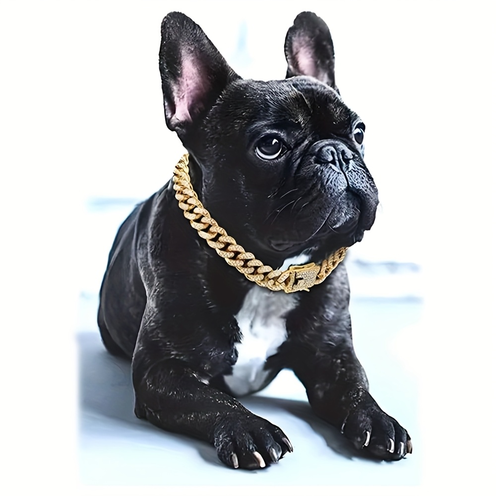 TEMU Large Dog Chain Collar With , Strong Heavy-duty Stainless Steel Metal, Cuban Chain Collar Suitable For Small, Medium, And Large Dogs, A Trendy