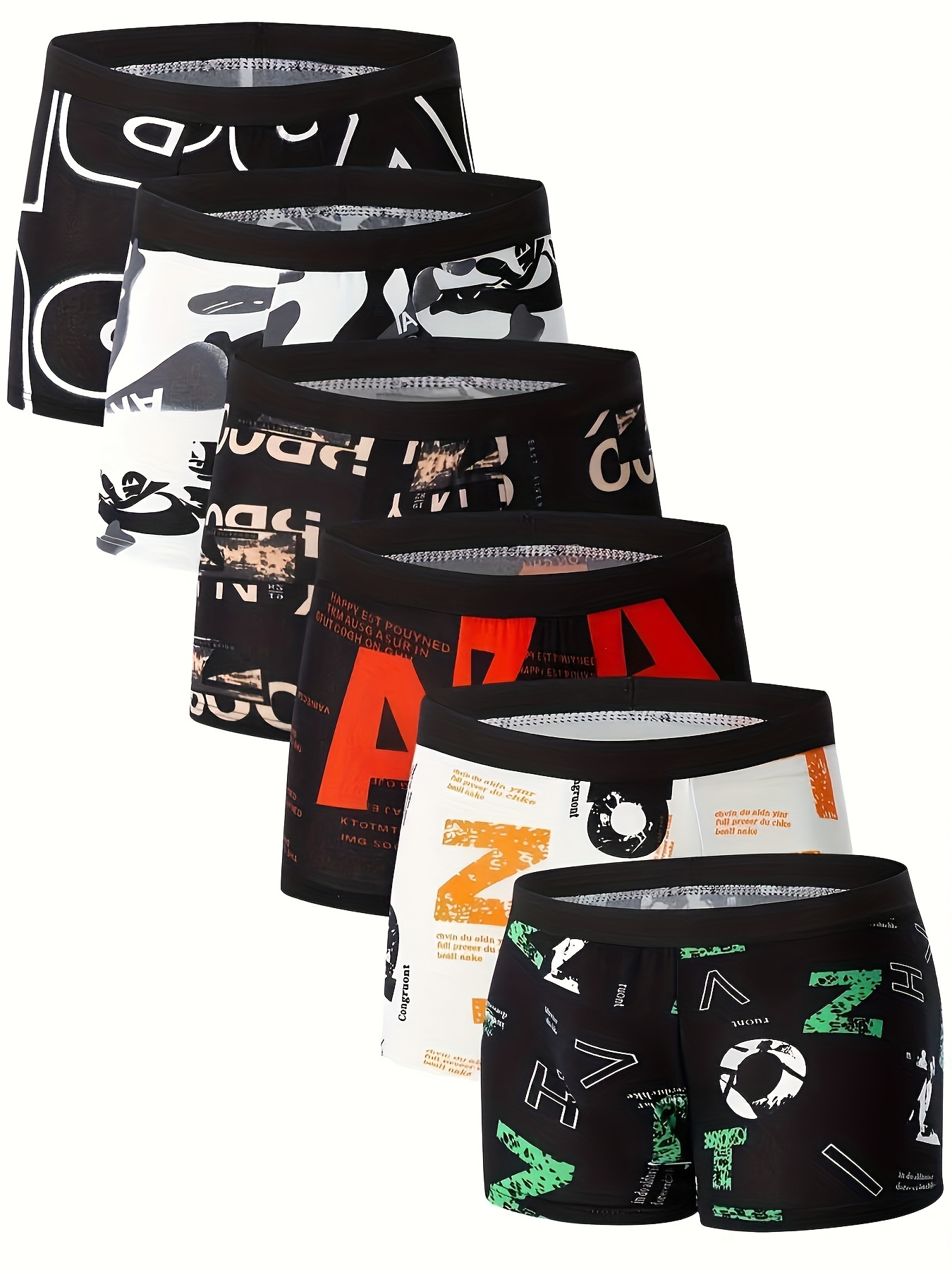 1/6pcs Men's Fashion Letter Pattern Sports Flat Corner Men's Underpants, Breathable and Comfortable Underpants