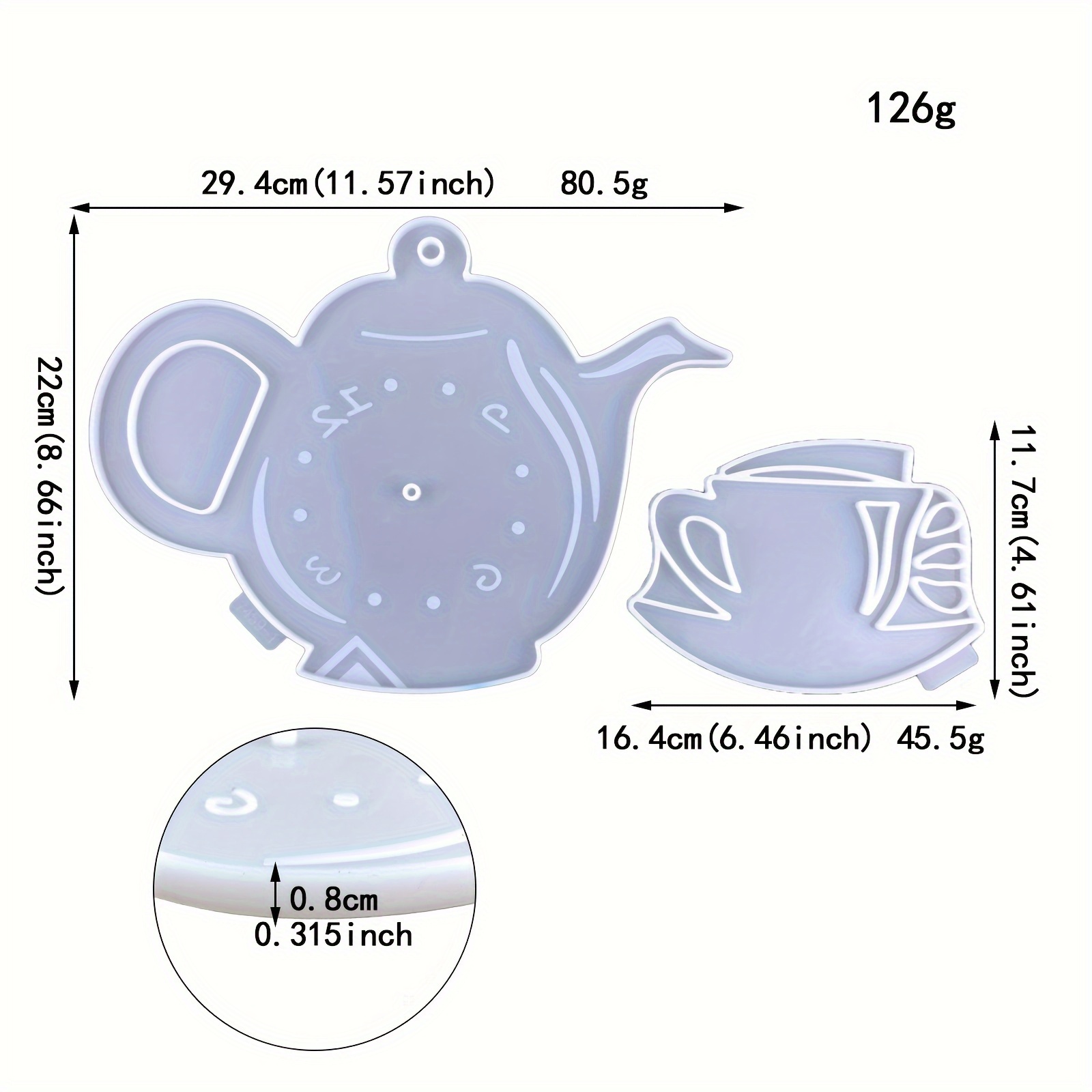 Image of Diy Teapot & Watch Design Silicone Mold For Wall Decor - Versatile Pendant Crafting, Material, Irregular Shape