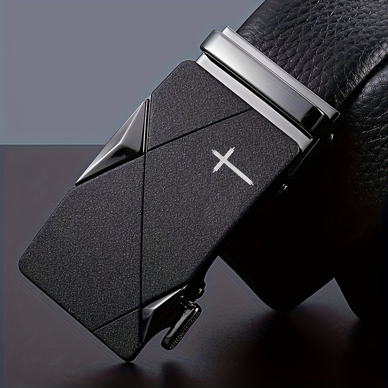Image of Laser Cross Men's Belt With Alloy Automatic - Stylish And Versatile, Suitable For Suits And Casual Pants, Suit Belt | Modern Fashionable Belt
