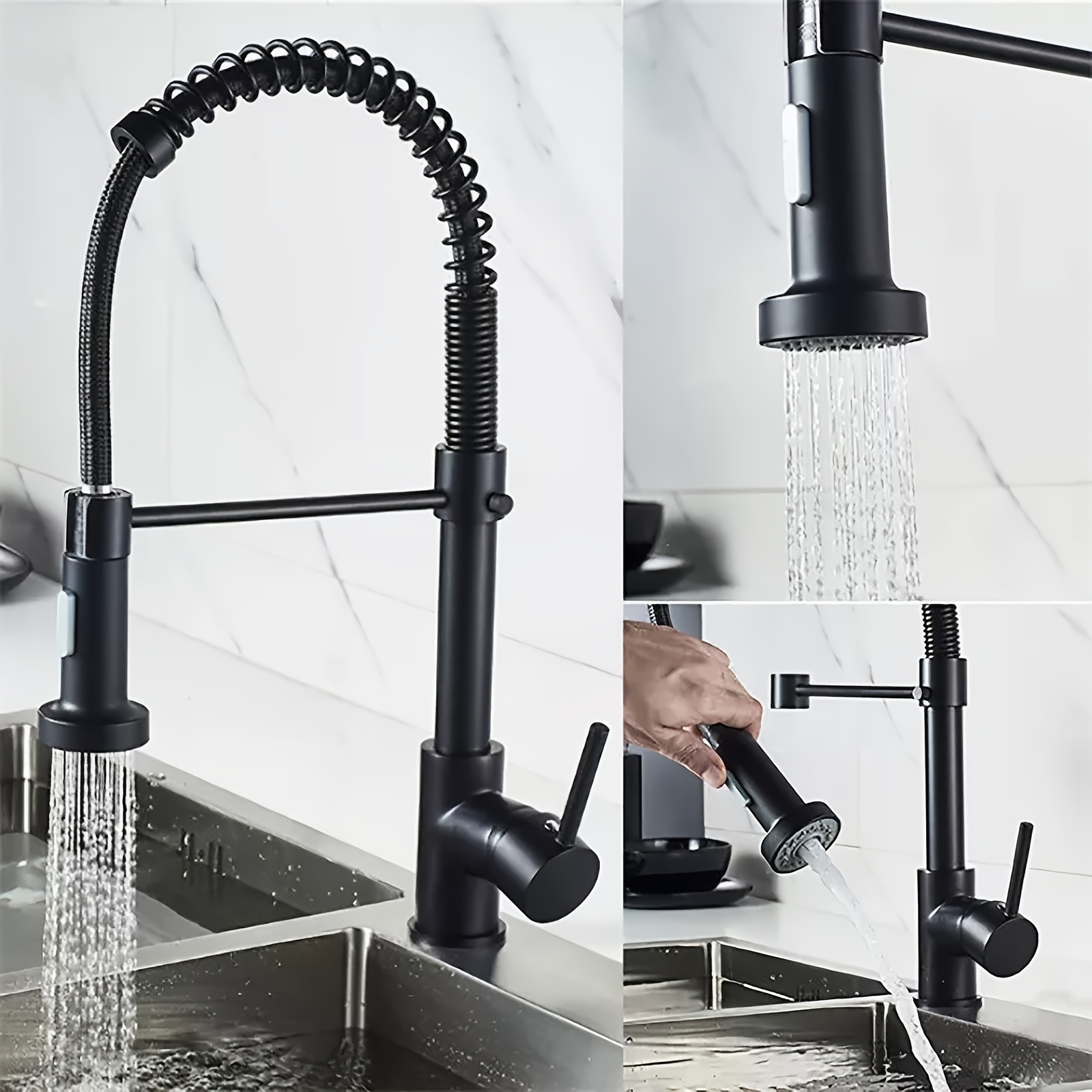 Image of Kitchen Faucets, Spring-loaded Kitchen Sink Faucets, Single-handle Kitchen Sink Mixer Faucets - , Made Of Thickened Material For Durability, Easy To Clean, Provide Water Flow, And Prevent Splashing