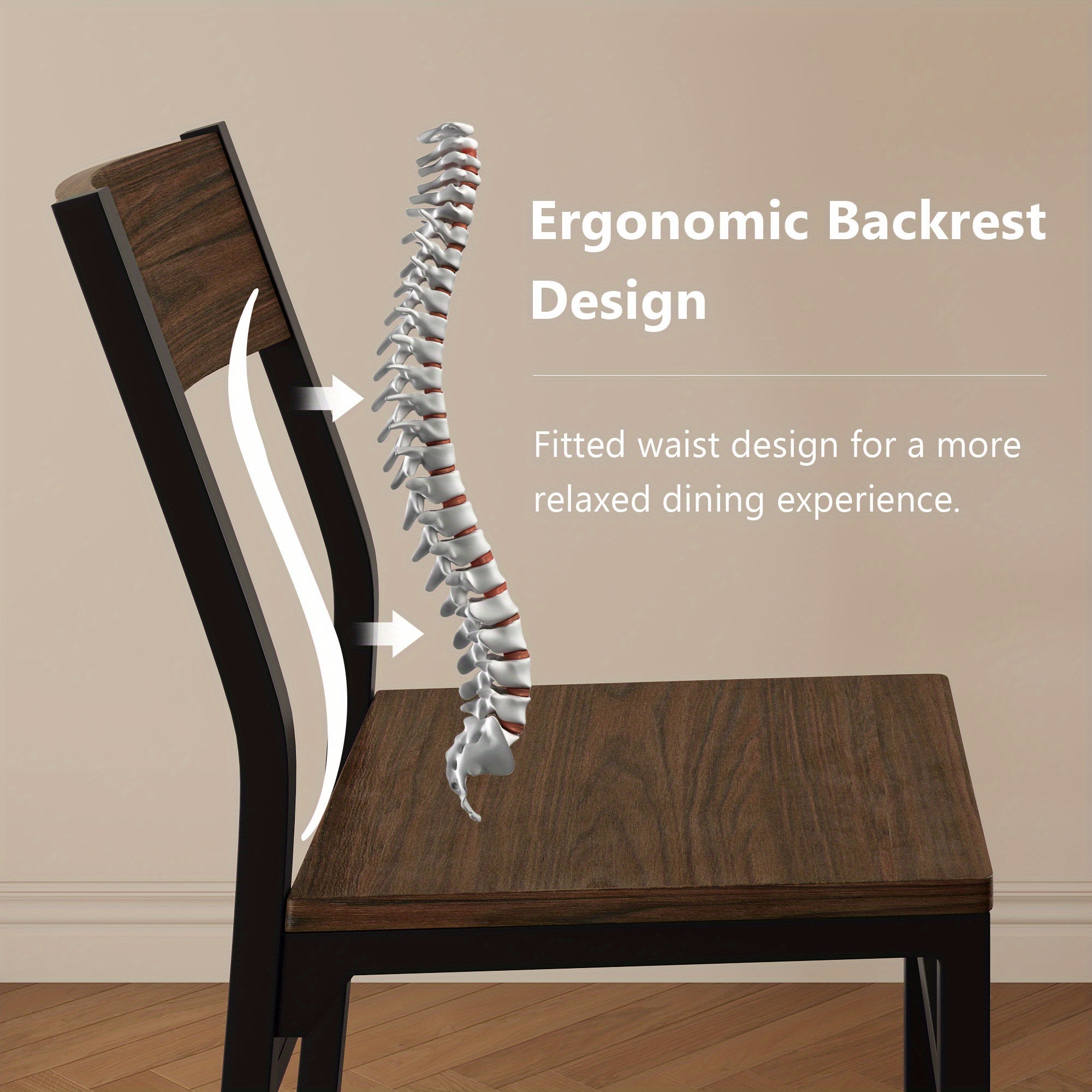 Dining Chairs Set Of 6, Modern Kitchen Chairs With Backrest, MDF Board And Metal Legs, Dinner Chairs For Dining Room, Kitchen And Living Room, Espresso/Black/Rustic Brown/Walnut Optional.