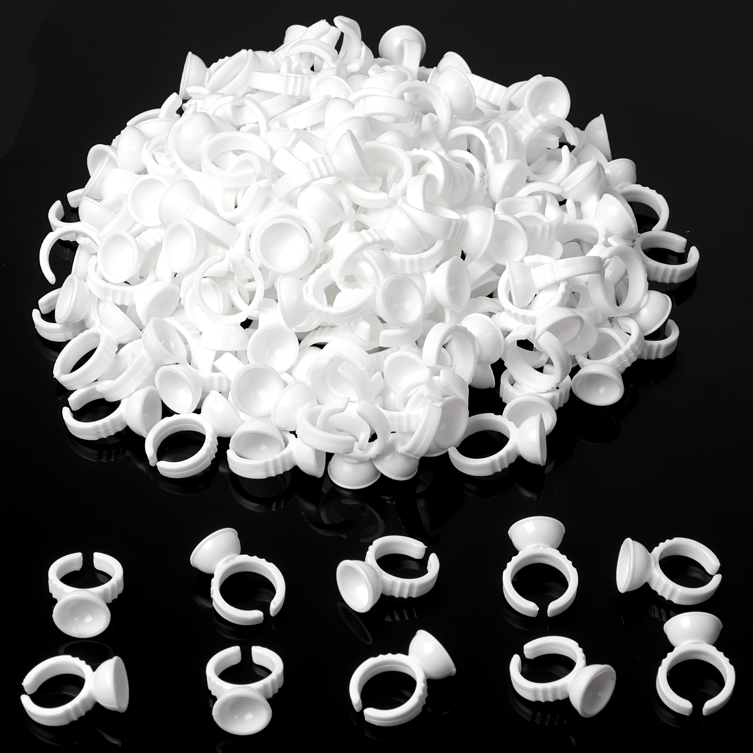 TEMU 300pcs Tattoo Ring Cups, Disposable Gel Frame Plastic Tattoo Ink Rings, Adhesive Makeup Ring Palettes For Eyelash Extensions And Nail Art