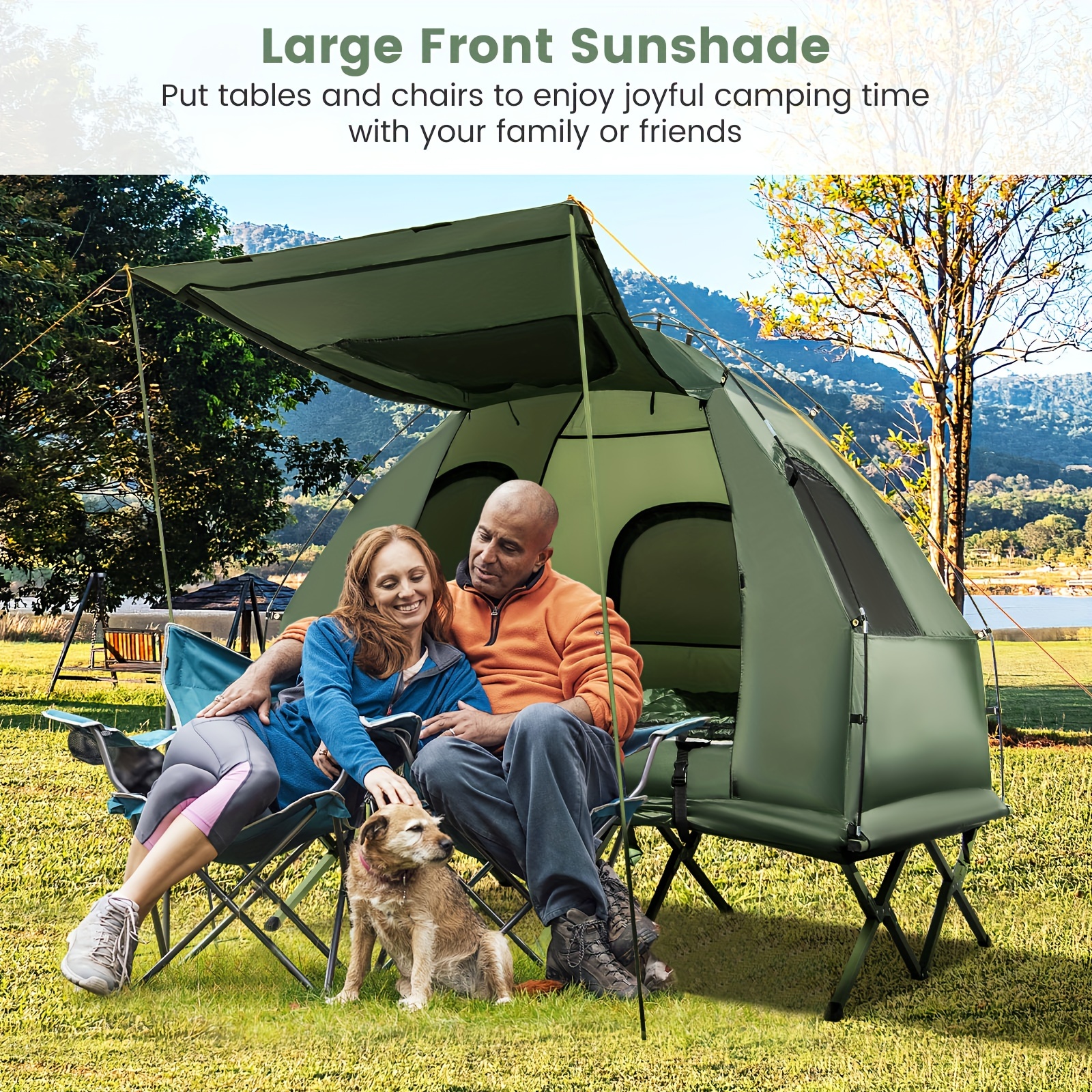 2 person tent cot folding camp tent outdoor hiking bed air mattress sleeping bag Temu United Kingdom