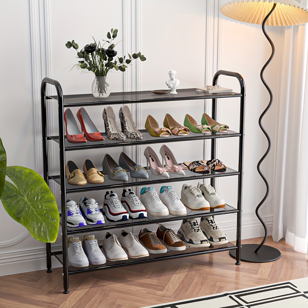 

Metal Shoe Rack Organizer, 5-layer Large Shoe Rack, Suitable For Entrance Wardrobes, Bedroom Garages, Space Saving, Stackable Standing Shoe Cabinets, Black