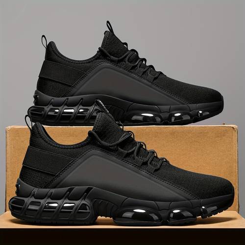 mens low top sneakers with air cushion breathable mesh upper durable rubber sole lace for casual training outdoor wear footwear sleek