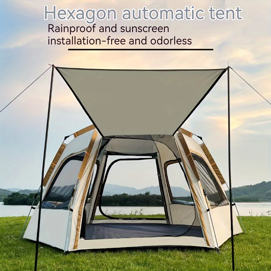 

Outdoor Portable Folding Fully Automatic Hexagonal Tent, 1 Room 1 Hall Thickened Park Camping Tent