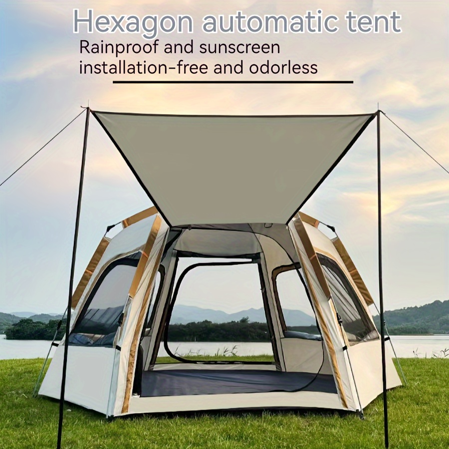 

Outdoor Portable Folding Fully Automatic Hexagonal Tent, 1 Hall Thickened Park Camping Tent