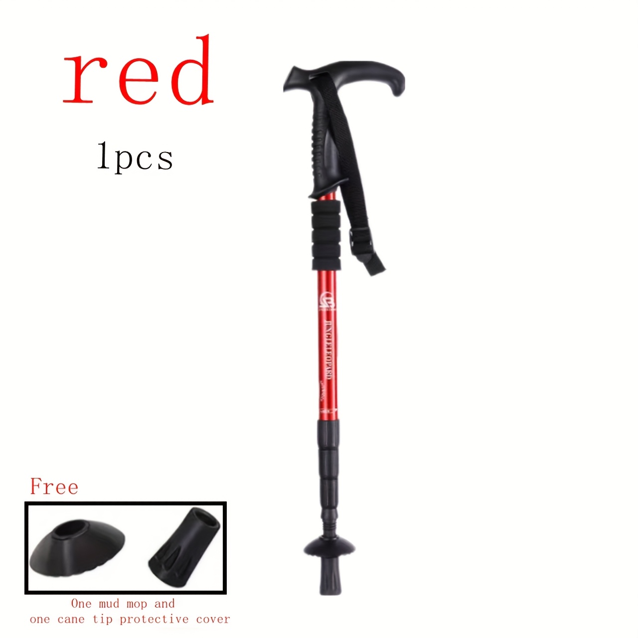 TEMU 1pc/2pcs Curved Handle Outdoor Hiking Poles, 4-section Aluminum Alloy Hiking Poles, Shock-absorbing Curved Handle Crutches, Outdoor Spare Parts