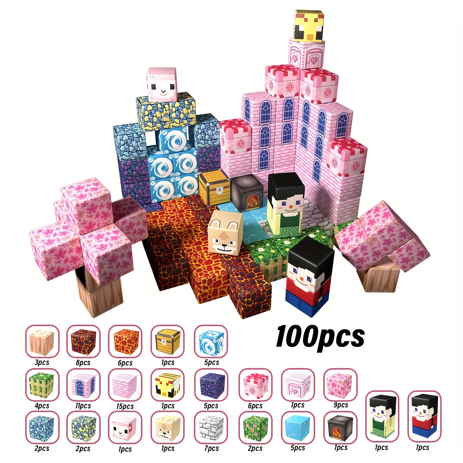 Magnetic Building Blocks Set, 200/100/64/48pcs for Creative Play
