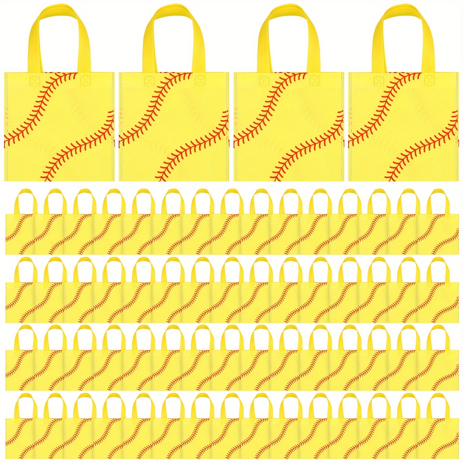 

60 Pcs Sports Party Favor Non Woven Bags With Handles 7.87 X 7.87 Inch Football Baseball Basketball Soccer Softball Volleyball Party Favor Treat Bags For Sports Theme Party (softball)